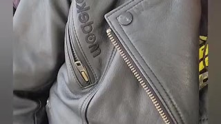 Sandro's new leather outfit made him really horny and rockhard