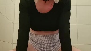 Sissy rides the new dildo for the first time