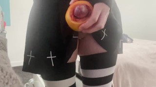 cute femboy fucks fruit