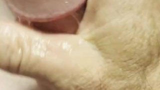 Lots of precum and rubbing one out