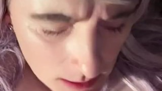 Fem jerks off eats her cum