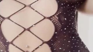 Busty Colombian in a fishnet dress exciting you to fuck her - Valkilu
