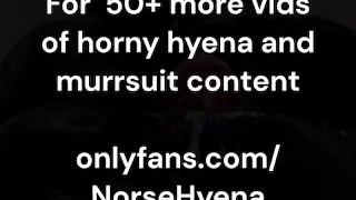 hyena fursuit jerks off and cums in latex 💦