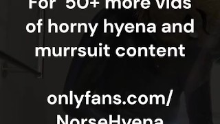 hyena fursuit jerks off and cums in latex 💦