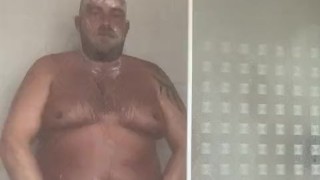 Daddy gets hot steamy and soapy in the shower