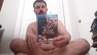 Naked guy talking about blu-ray collection