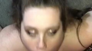 Cum Slut Wife Gives Blowjob Cumshot Into Throat & Tongue