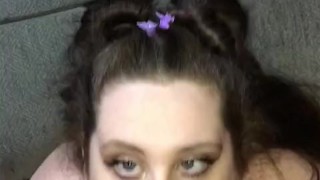 Cum Slut Wife Gives Blowjob Cumshot Into Throat & Tongue