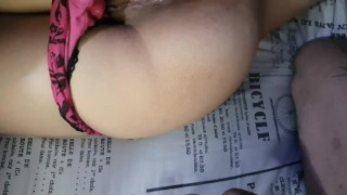 my stepsister's first anal orgasm, cum dripping from her ass