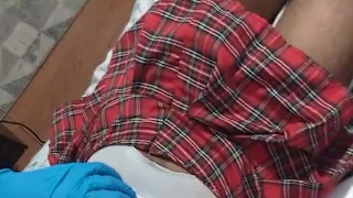 New White Lingerie and Mini Skirt