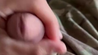 Horny US Army soldier jerks off for a follower in a thong under his uniform pants!
