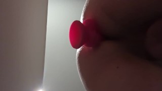 Femboy takes dildo while caged like a good girl
