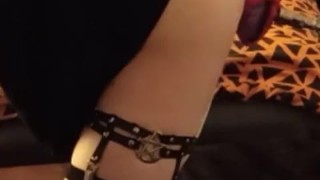 Femboy finally gets knotted on a fucking machine