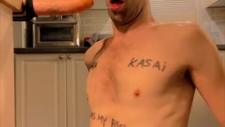 Loser fag suck dildo for Master