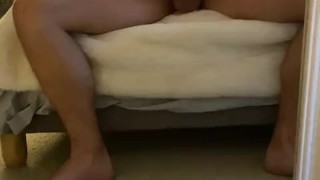 Wanking my fat cock in the mirror