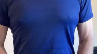 Jerking off standing up before dinner. I have an intense orgasm!