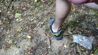 Jerking Outdoor Torture muschroom head to cumshot