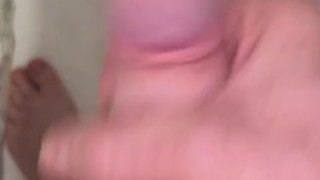 Straight guy jerks big dick in shower huge verbal cumshot moaning ginger trying not to get caught
