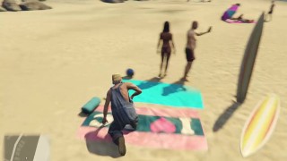 Old man fucked random chicks in the beach