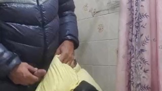 Shooting cum under the hood of my down jacket