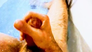 Passionate slow Jerking with steaming Water Drizzle POV