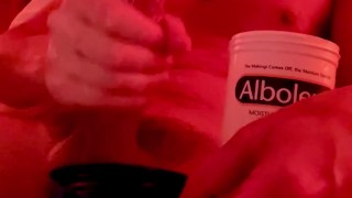 Slicked Up Albolene Masturbation With Sperm Cum Splash