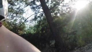 Young curious twink guy's public nude beach cruising and pissing