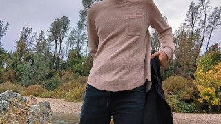 Quicky jerk off down by the river