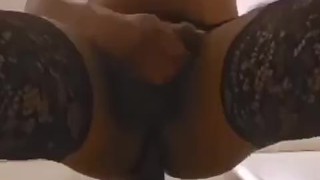 Black sissy riding bbc dildo