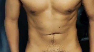 Stroking his cock in underwear