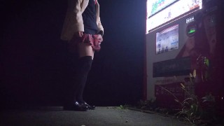 Crossdresser【女装】制服コスで露出オナニーして大量射精