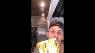 Showing a fan how he used a condom and gave him a big cumshot