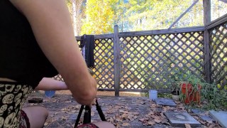 Big fake tits crossdresser short skirt corset photoshoot masturbation