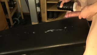 Fucking a fleshlight cumming huge load