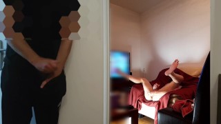Caught my straight roommate on masturbating while I fuck my ass at webcam