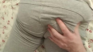 I caress my bbw wife through clothes