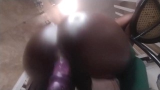 Bubblebutt rides horse dildo