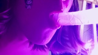 Cute hello kitty sucking dildo