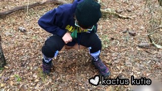 framed by nature - girl pees on her hike