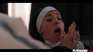 Milf vs Inked Girl Shemale Cums all over