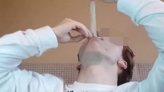 boy swallows cum from a used condom