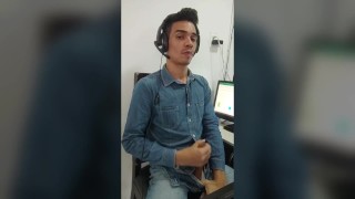 Alex strips naked in his office in front of his colleagues