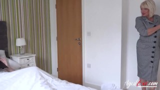 AGEDLOVE Big white dick shared by two blondes