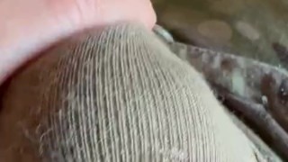 Hot creamy cum shot in my sarge's army briefs that I wore under my uniform!