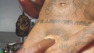 Oily verbal dread head strokes with huge cum shot