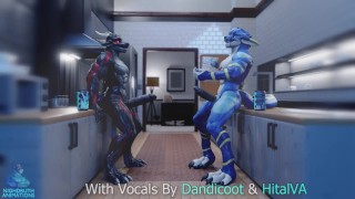 Growth competition, Kaito & Korozar muscle cock growth animation