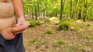 Cumming in lovely forest