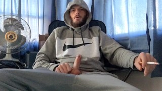 Edging my cock while having a smoke