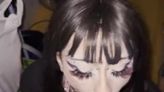 I give my friend a blowjob in the middle of a house party in public