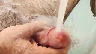 Sunday Morning Waterjet Fun. Playfully enjoying my beautiful Cock :) [optimized for phonescreen]